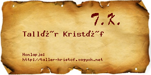 Tallér Kristóf névjegykártya