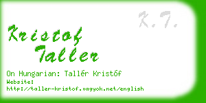 kristof taller business card